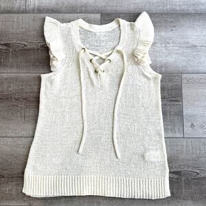 Michael Kors Women's Sleeveless Open Knit Top Size M Minimalist Classic Preppy